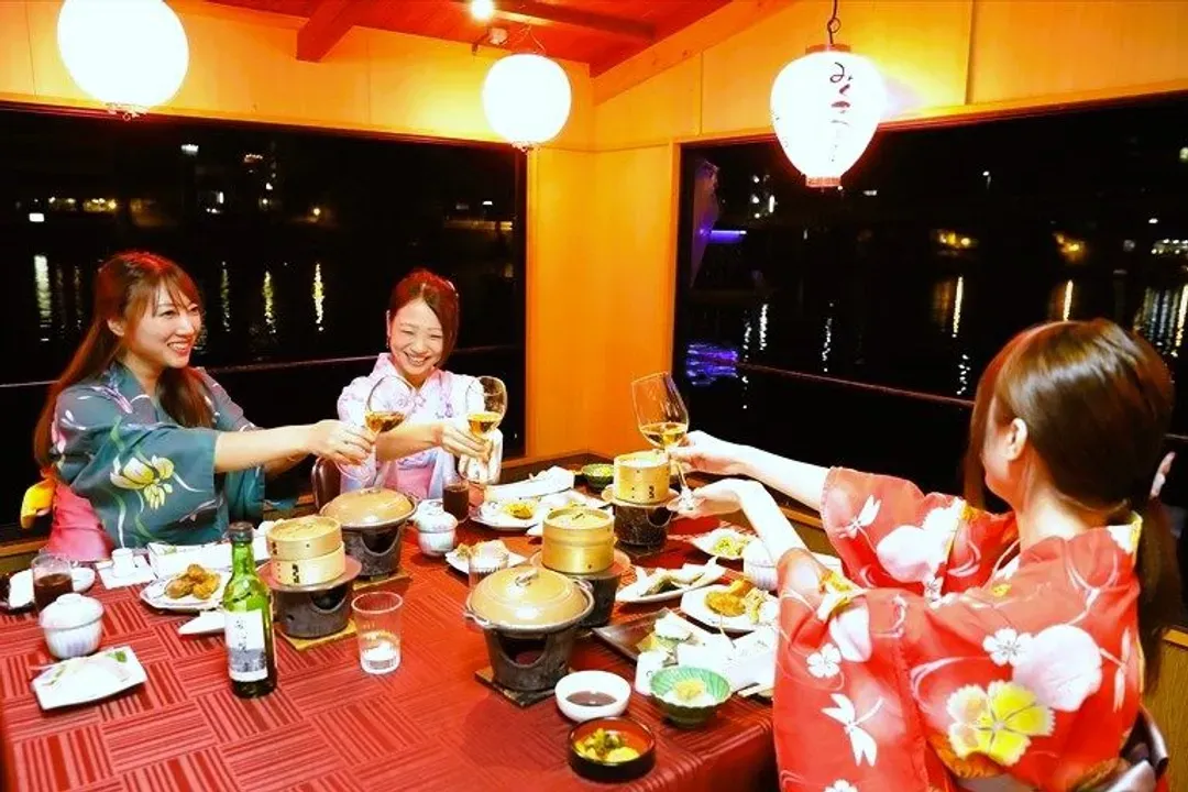 遊船饗宴季節變換菜單以現場提供為主-三隈川屋形船(晚餐)