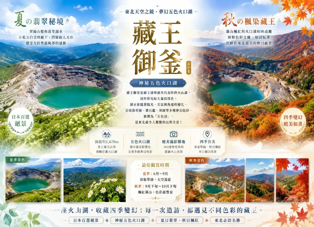 愛戀東北雙溫泉5日.銀河觀星纜車.秘境銀山溫泉.藏王御釜.小岩井農場.猊鼻溪遊船.嚴美溪谷.松島遊船.米澤牛燒肉