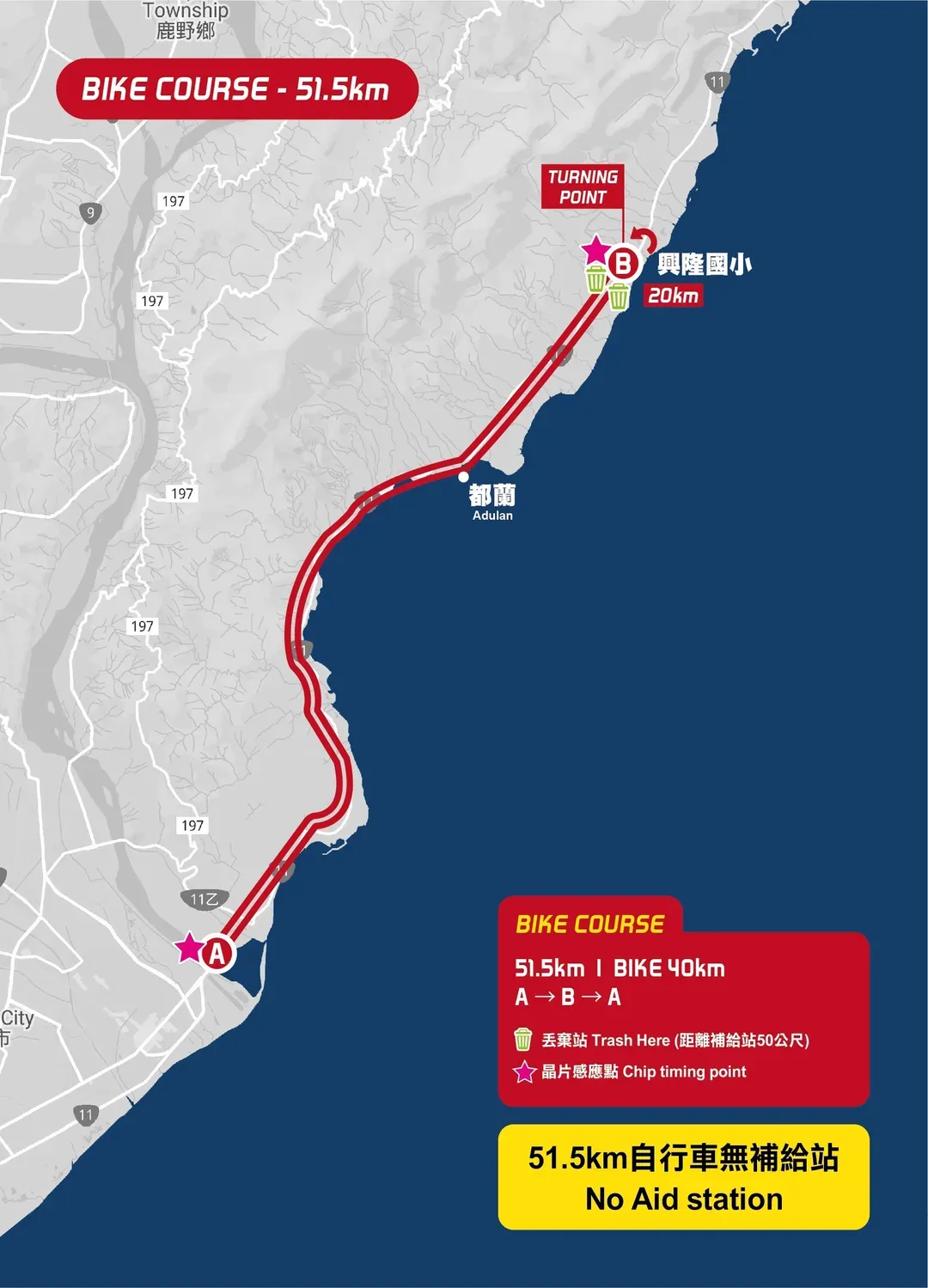 自行車 51.5K 路線圖 *2026年供參考，實際資訊以大會最終公布為主。