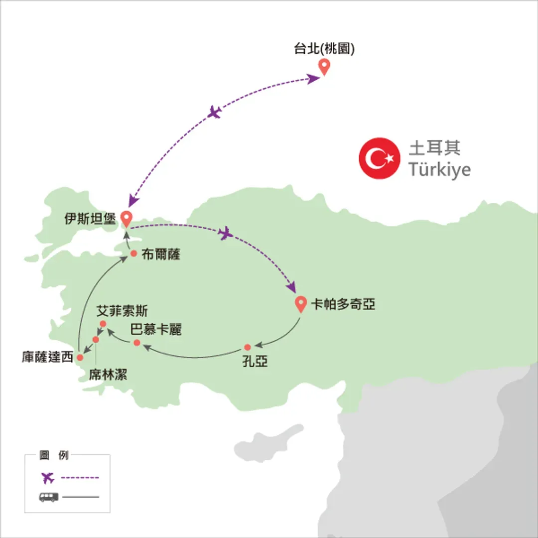 地圖僅提供路線示意參考，並未依照比例繪製，請見諒。-