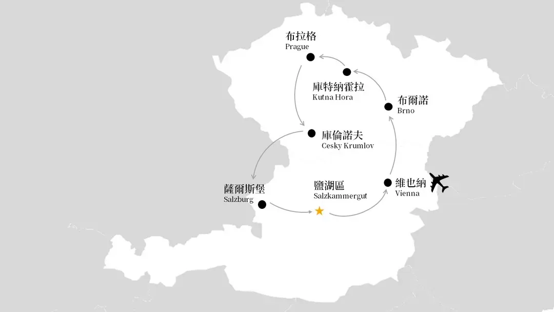 奧捷旅遊, 奧地利, 捷克, 旅遊地圖