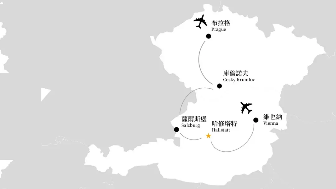 奧捷旅遊, 奧地利, 捷克, 旅遊地圖