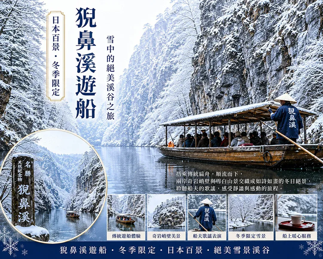 雪夢幻東北三溫泉5日.樹冰纜車.雪中山形鐵道.銀山溫泉.藏王狐狸村.狔鼻溪遊船.採草莓.螃蟹和牛+酒水喝到飽（花卷進出）-5