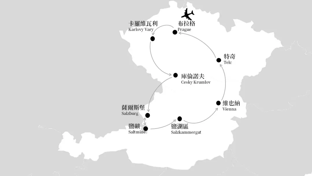 奧捷旅遊, 奧地利, 捷克, 旅遊地圖