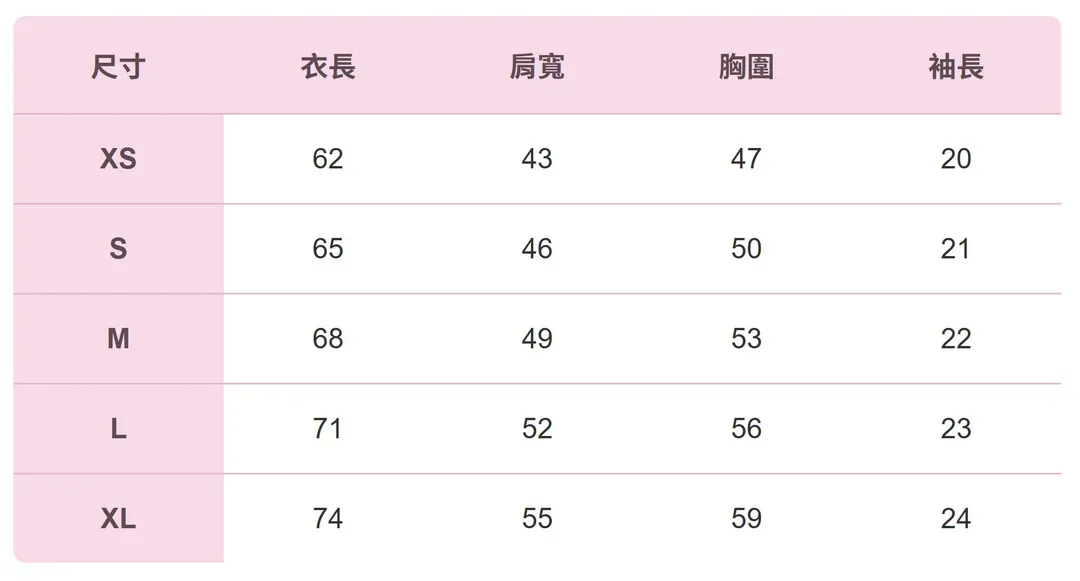 尺寸表(2026資訊,僅供參考)