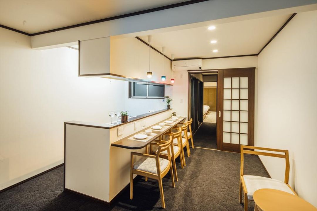 The view of Kitchen&dining. 台所とダイニングの眺めです。