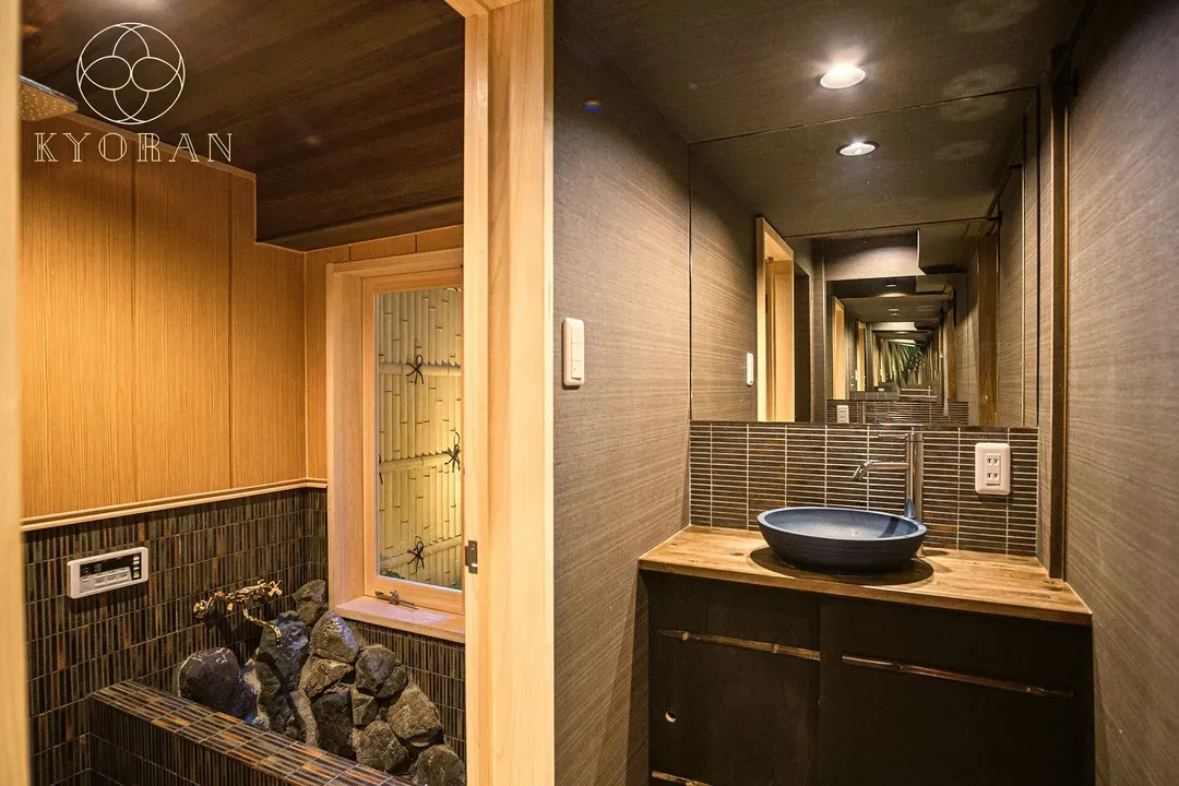 Kyo design, complete craftsman handmade whole building rental-The Vintage Ruyasu residence-with open-air rock bath