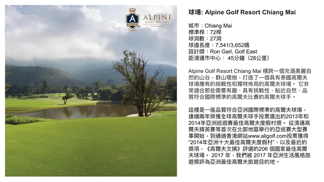 球場: Alpine Golf Resort Chiang Mai