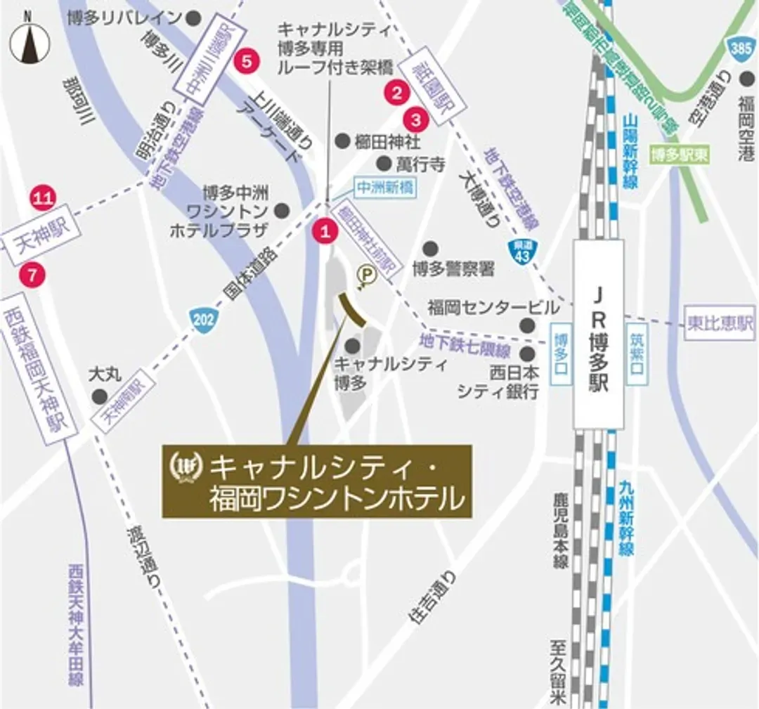 福冈运河城华盛顿饭店｜直接连接博多运河城/栉田神社前步行3分