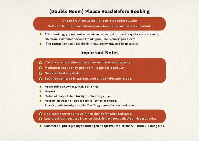 Important notice – please read before check-in