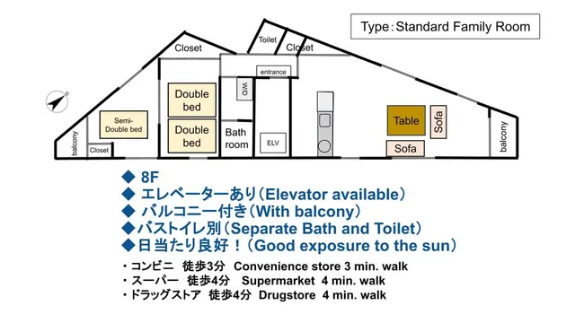 SLEEPLAB THE STAY Casual 新宿｜東新宿站步行4分-Family Apartment-15