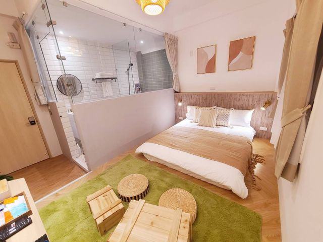 沿森漫島 Sleep Inn｜可12-17人包棟、近台南孔廟/火車站、設有點心區/浴缸房型-奶茶綿綿雙人房-1