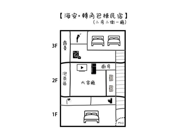 海安。轉角 l 6人台南包棟、鄰近神農街-海安轉角包棟（雙人床 x 3）-7