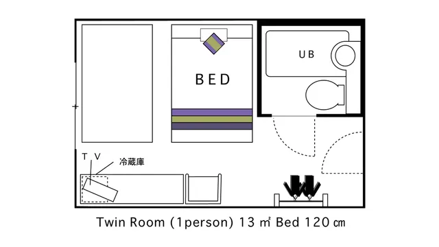 Twin room for 1 adult