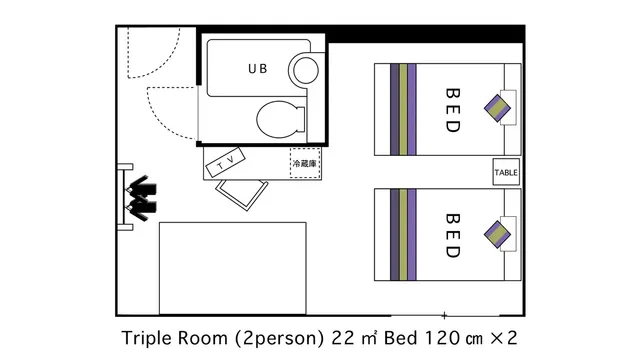 Triple room for 2 adults