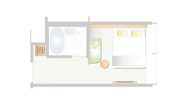 [Double B / Floor plan example] 18-19 square meters / 2 people / Unit bath