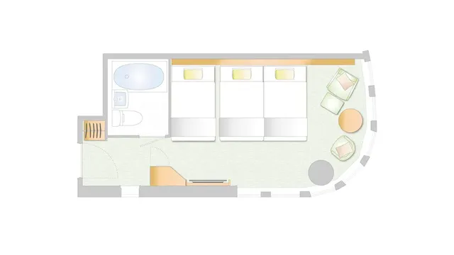 [Triple / plan view example] 27-31 square meters / 3 people / unit bath