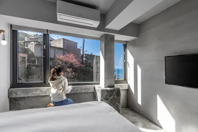 九份山經智能入住旅宿丨近九份老街-側面海景豪華雙人房-6