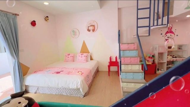 陽光小棧 | 房內球池、溜滑梯、小廚房、汽車床-彩虹滑梯親子房-2