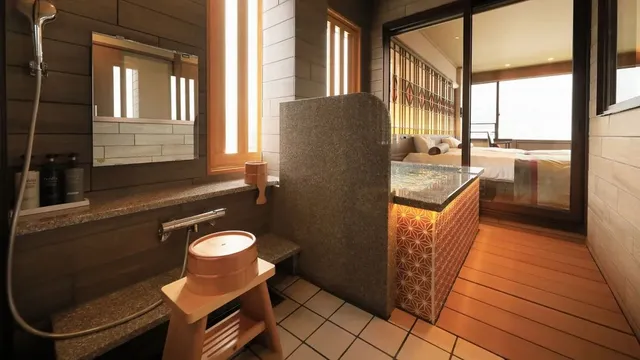 <Akebono ~ AKEBONO ~> Western-style twin hot spring open-air bath + France Bed electric bed
