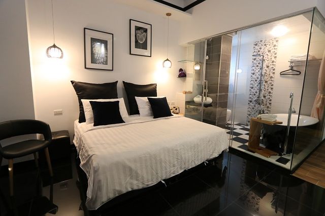 Bed & Bathroom view