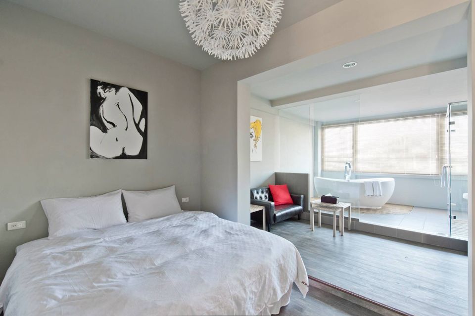 高雄世運主場館民宿推薦，高雄理歐111/巨蛋瑞豐館-墨士湯屋二人房-1