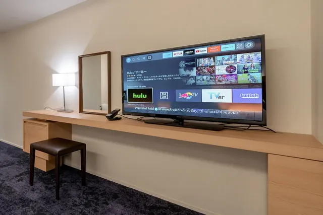 The TV comes with a Fire TV Stick, so you can enjoy lots of streaming services!