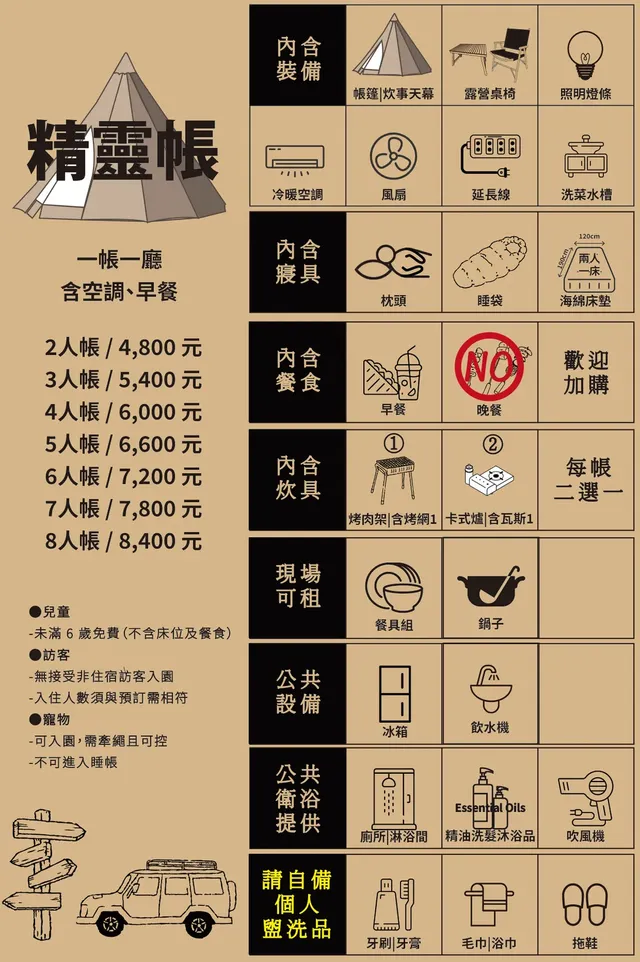 東風綠活｜森林系免裝備露營 、附冷暖空調、精油洗沐-【 精靈 】一帳一廳｜專屬天幕（含冷暖空調及早餐）-14